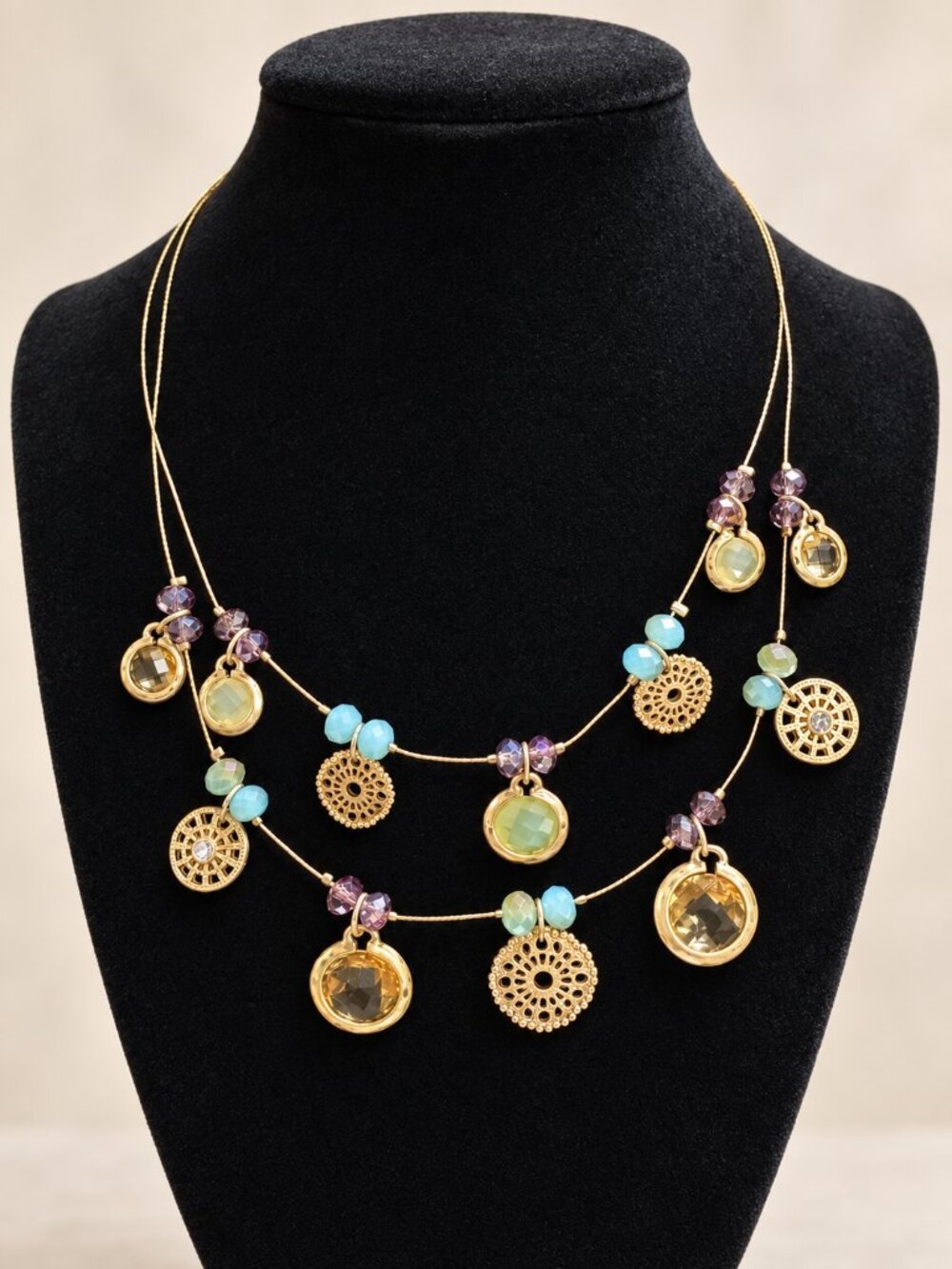 NWT Lonna & Lilly Double Strand Filigree Charm Necklace